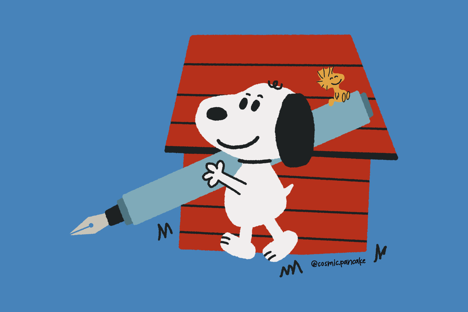SNOOPY FOUNTAIN PEN Glossy Mini Print