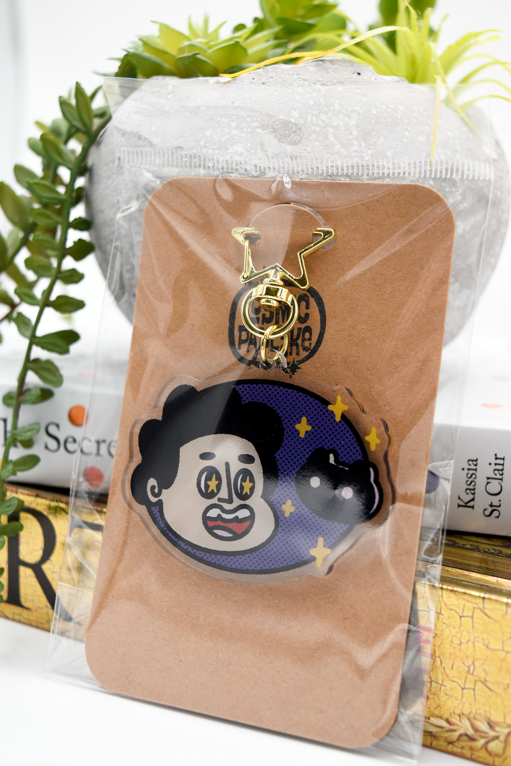 STEVEN CRYSTAL GEMS COOKIE CAT Acrylic Double Sided Keychain