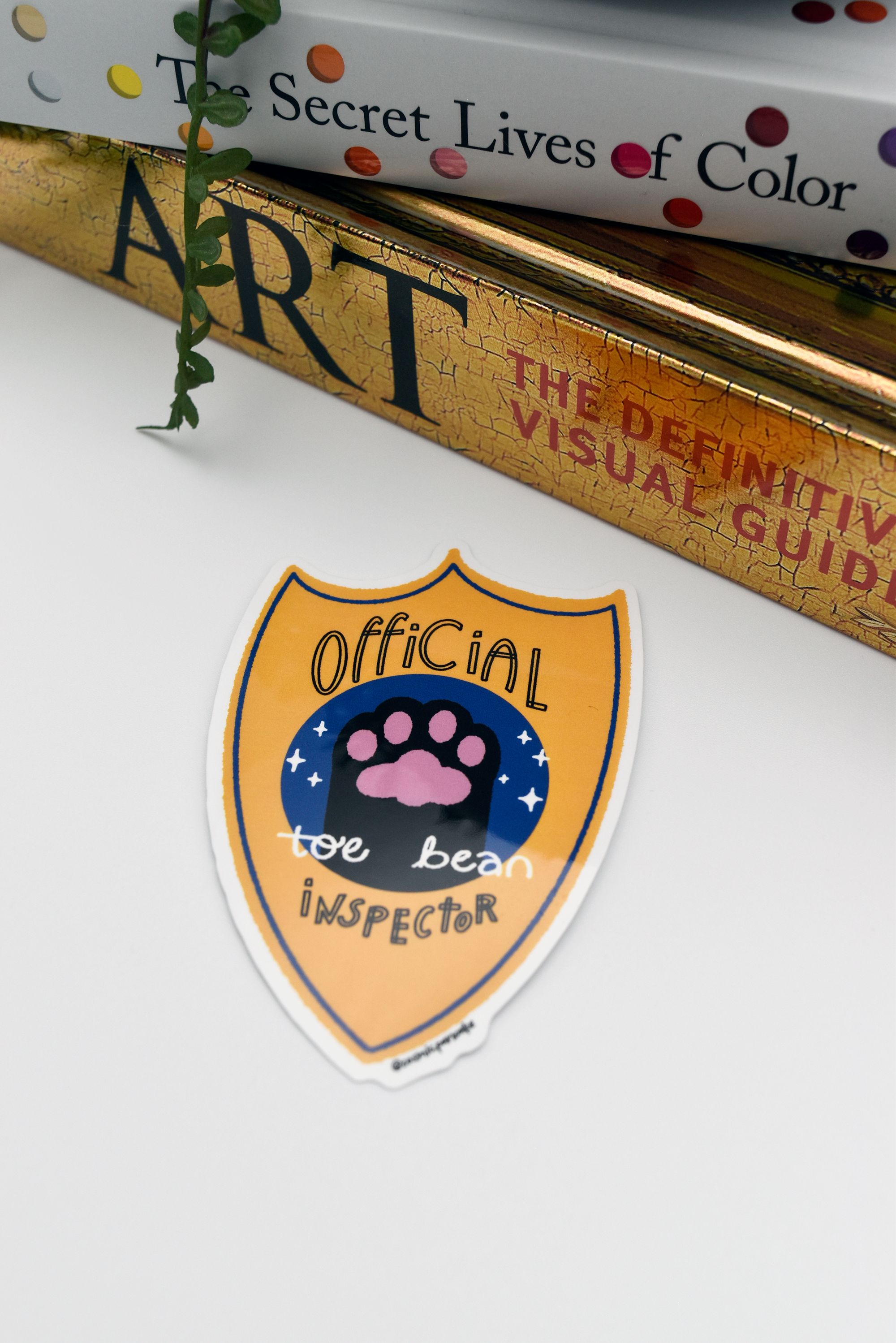 CAT TOE BEAN INSPECTOR BADGE Glossy Vinyl Sticker