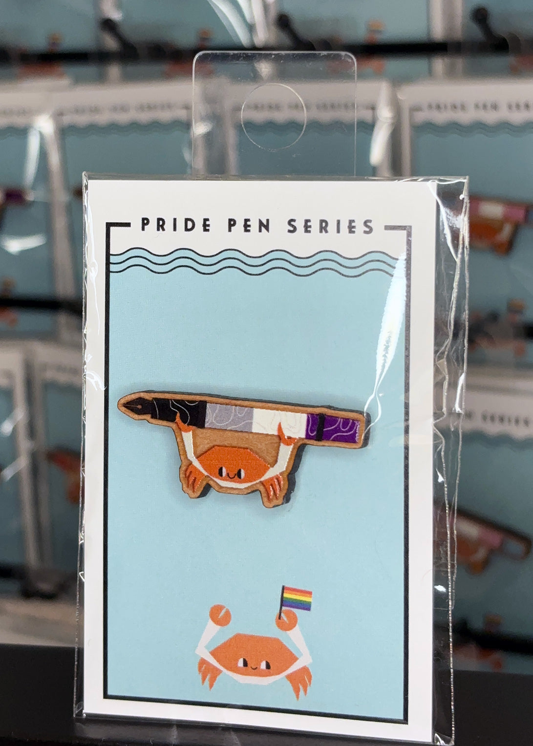 PRIDE LGBTQIA+ FOUNTAIN PEN CRAB Wooden Pin (Choose your own!)