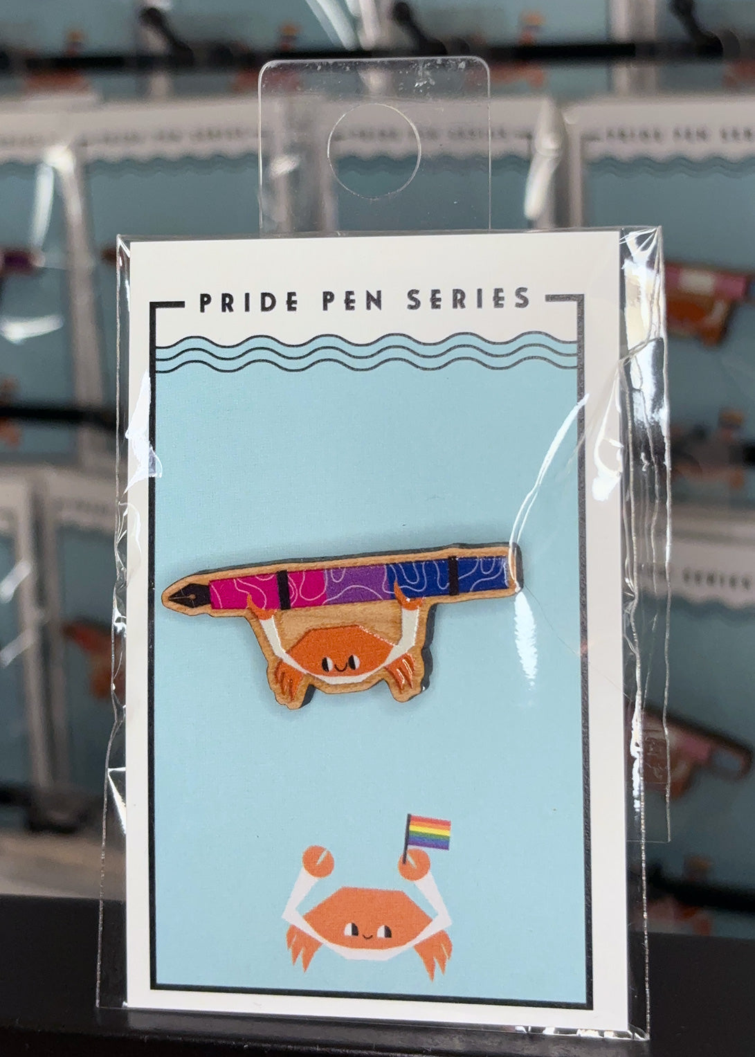 PRIDE LGBTQIA+ FOUNTAIN PEN CRAB Wooden Pin (Choose your own!)