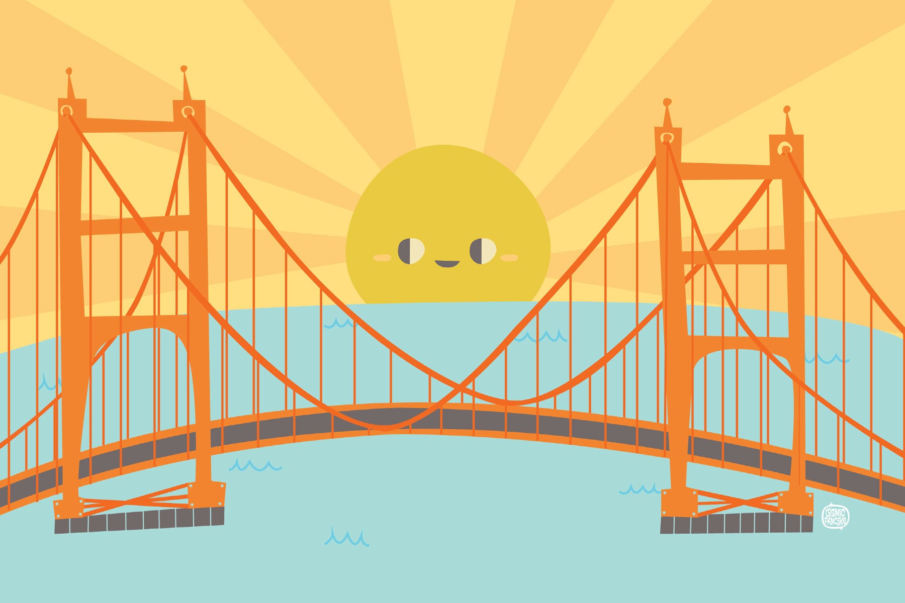 SUNNY GOLDEN GATE BRIDGE Glossy Mini Print