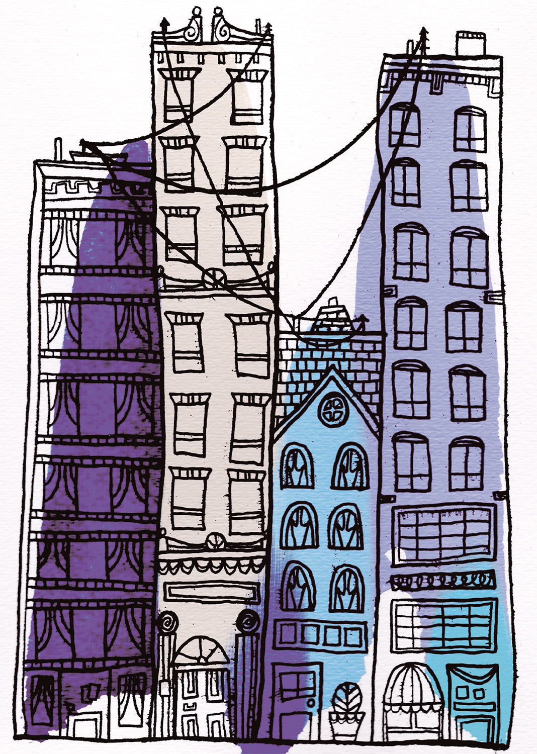 PURPLE CITY BUILDINGS DOWNTOWN Matte Post Card