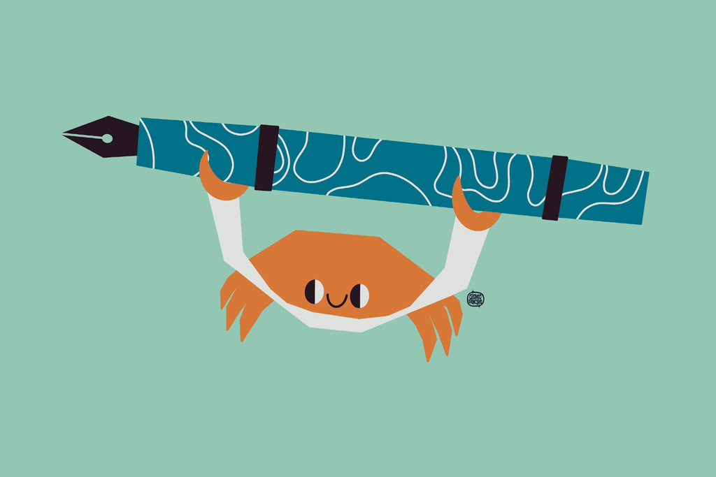 FOUNTAIN PEN CRAB Glossy Vinyl Sticker