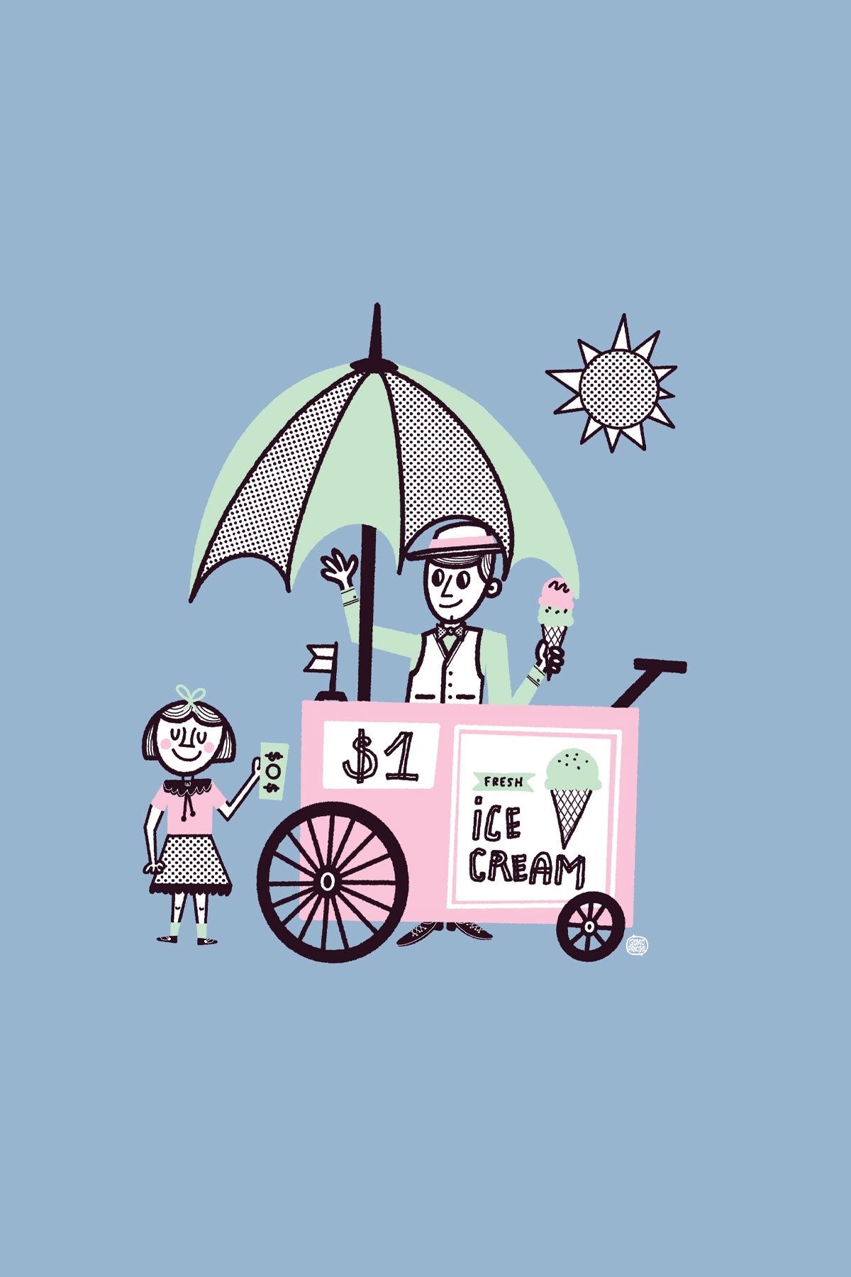 ICE CREAM CART Glossy Mini Print