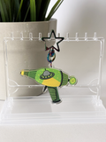 GREEN SPACE AGE RAYGUN Acrylic Double Sided Keychain