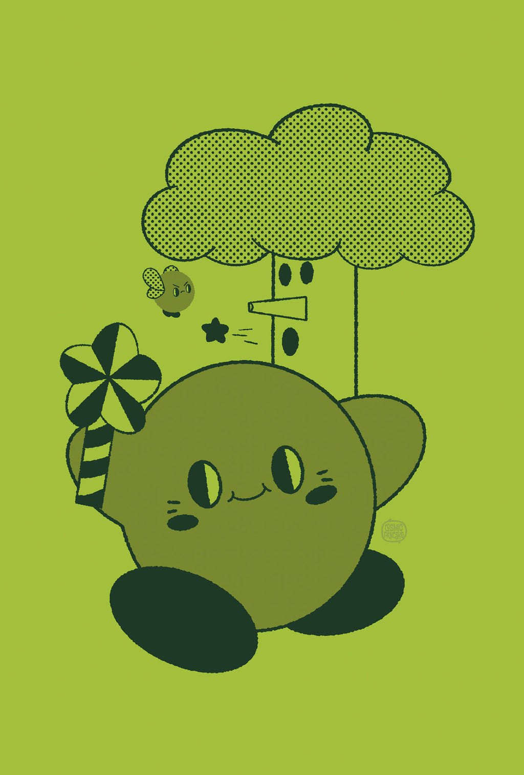 PINK PUFF RETRO GAMING CHARACTER Matte Post Card