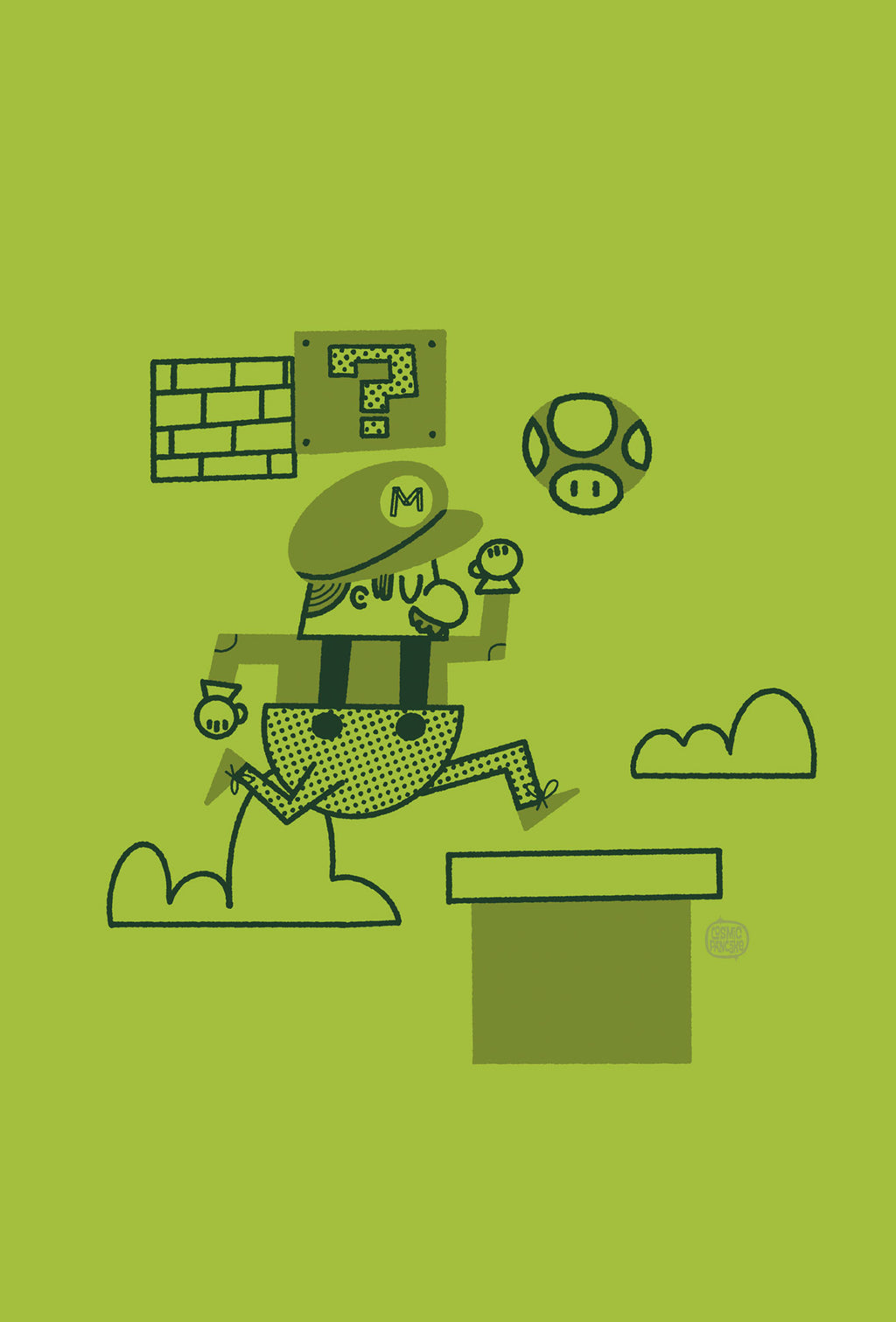 JUMP MAN RED BRO RETRO GAMING CHARACTER Matte Post Card