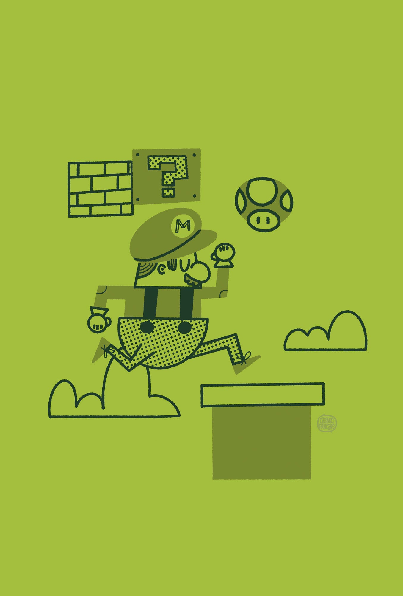 JUMP MAN RED BRO RETRO GAMING CHARACTER Matte Post Card