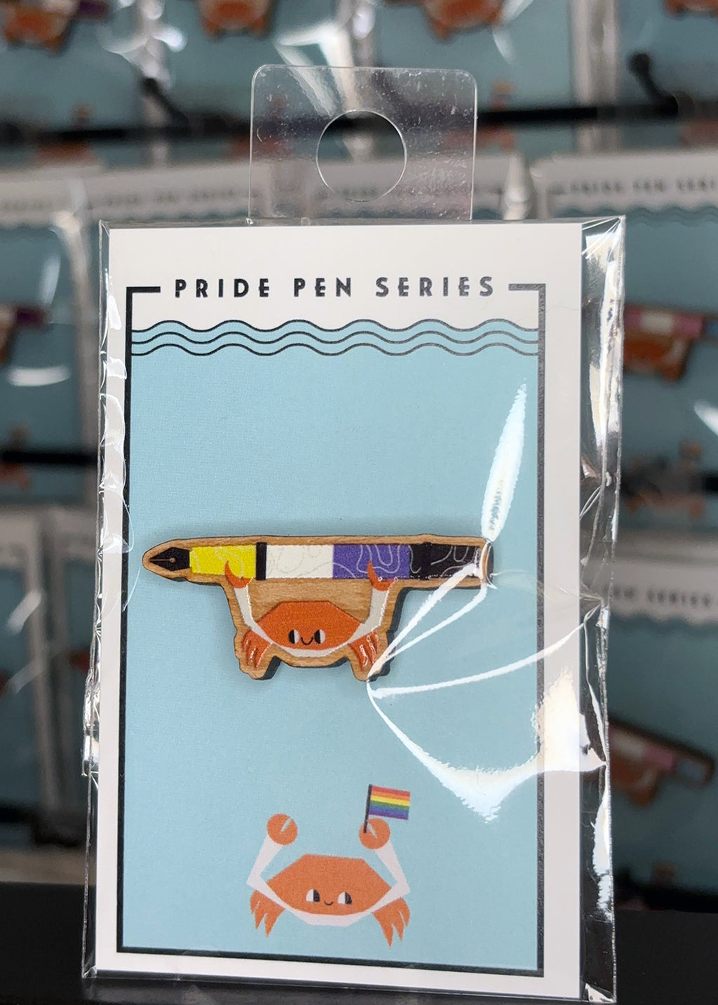 PRIDE LGBTQIA+ FOUNTAIN PEN CRAB Wooden Pin (Choose your own!)