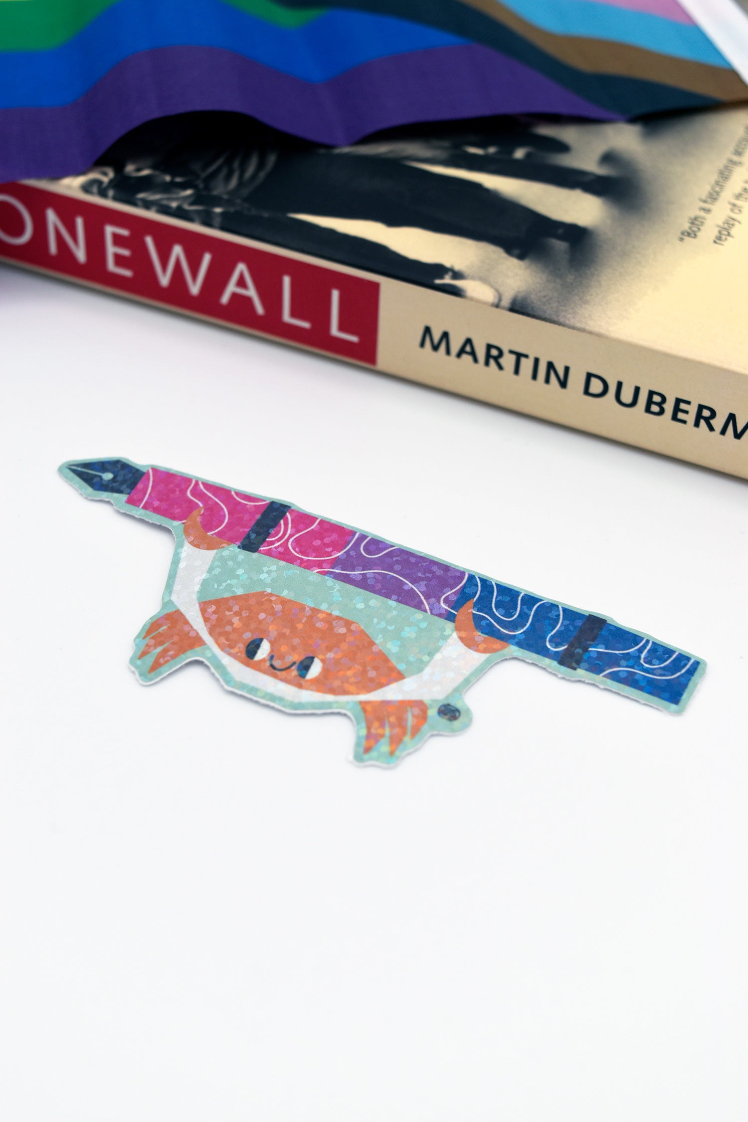 PRIDE LGBTQIA+ FOUNTAIN PEN CRAB Holo Sparkle Glossy Vinyl Sticker