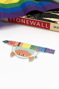 PRIDE LGBTQIA+ FOUNTAIN PEN CRAB Holo Sparkle Glossy Vinyl Sticker