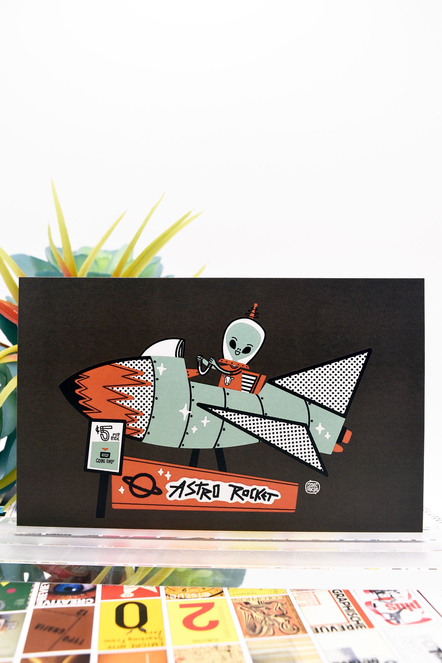 ALIEN ASTRO ROCKET Glossy Mini Print