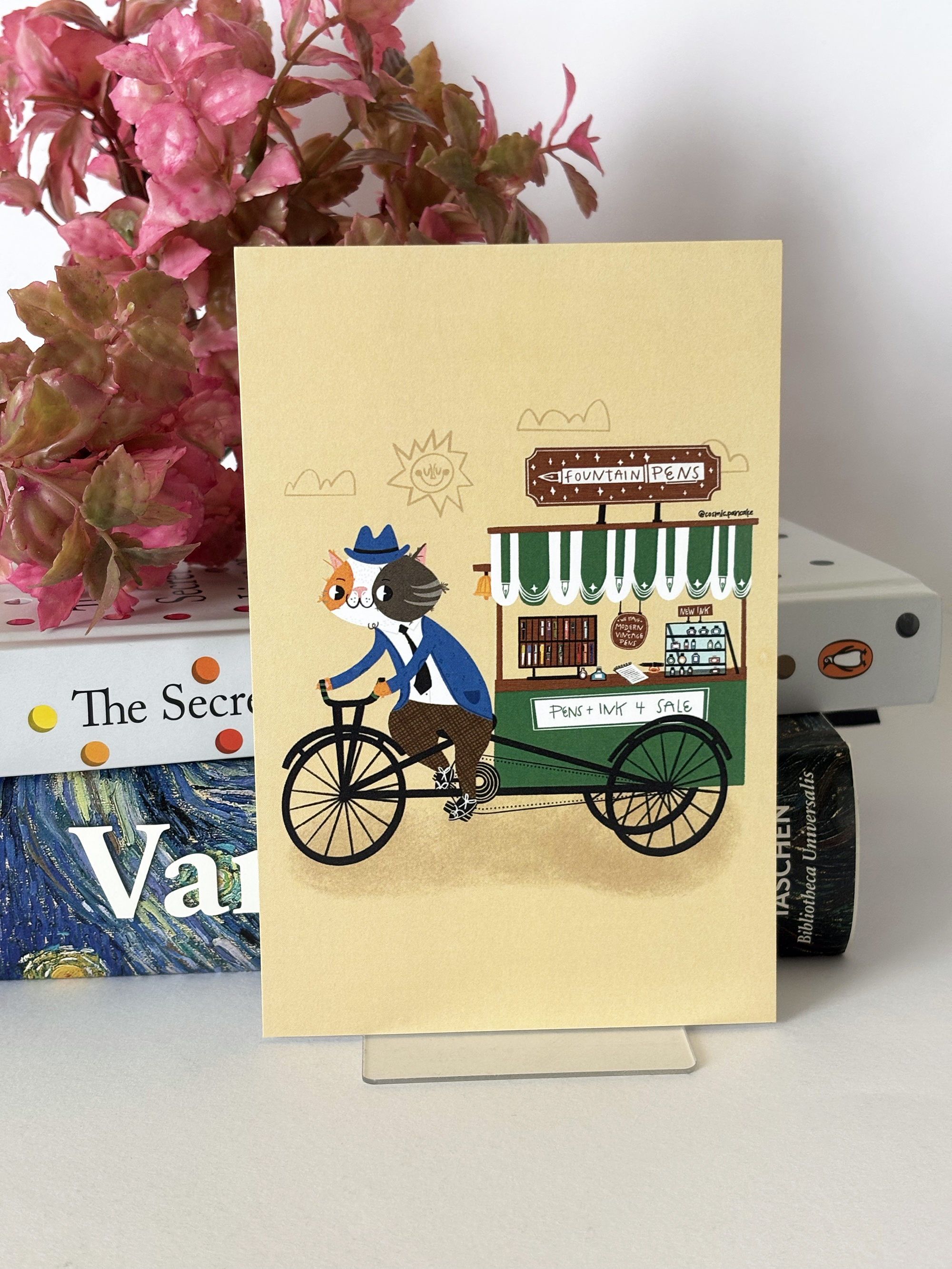 TRAVELING FOUNTAIN PEN CAT Matte Post Card