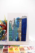 BLUE CITY BUILDINGS DOWNTOWN Matte Post Card
