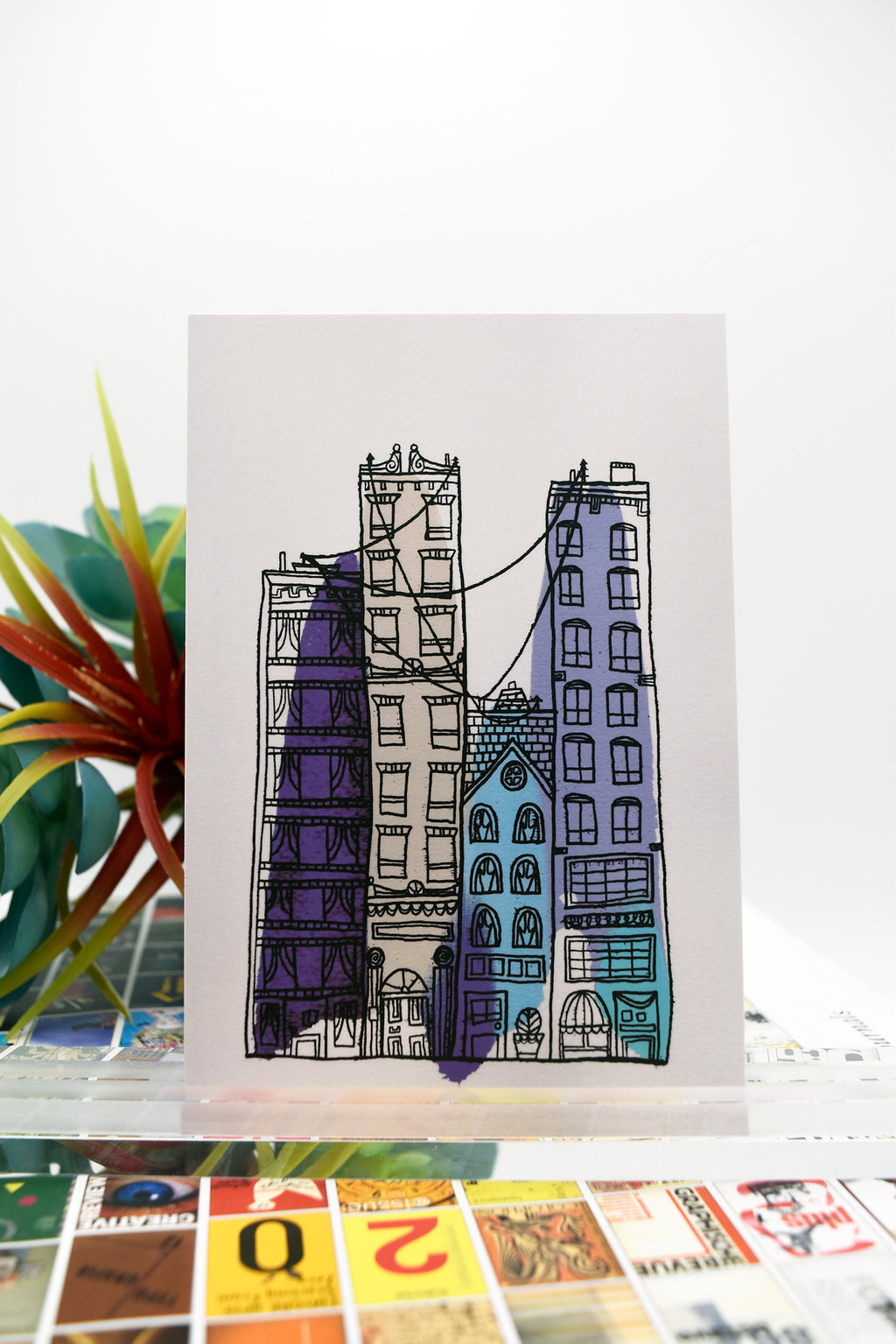 PURPLE CITY BUILDINGS DOWNTOWN Matte Post Card