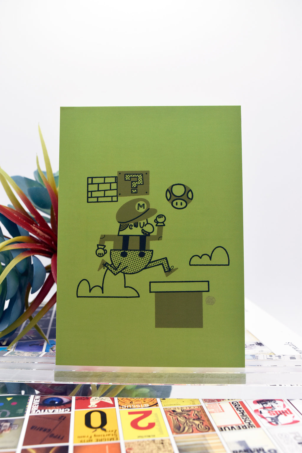 JUMP MAN RED BRO RETRO GAMING CHARACTER Matte Post Card