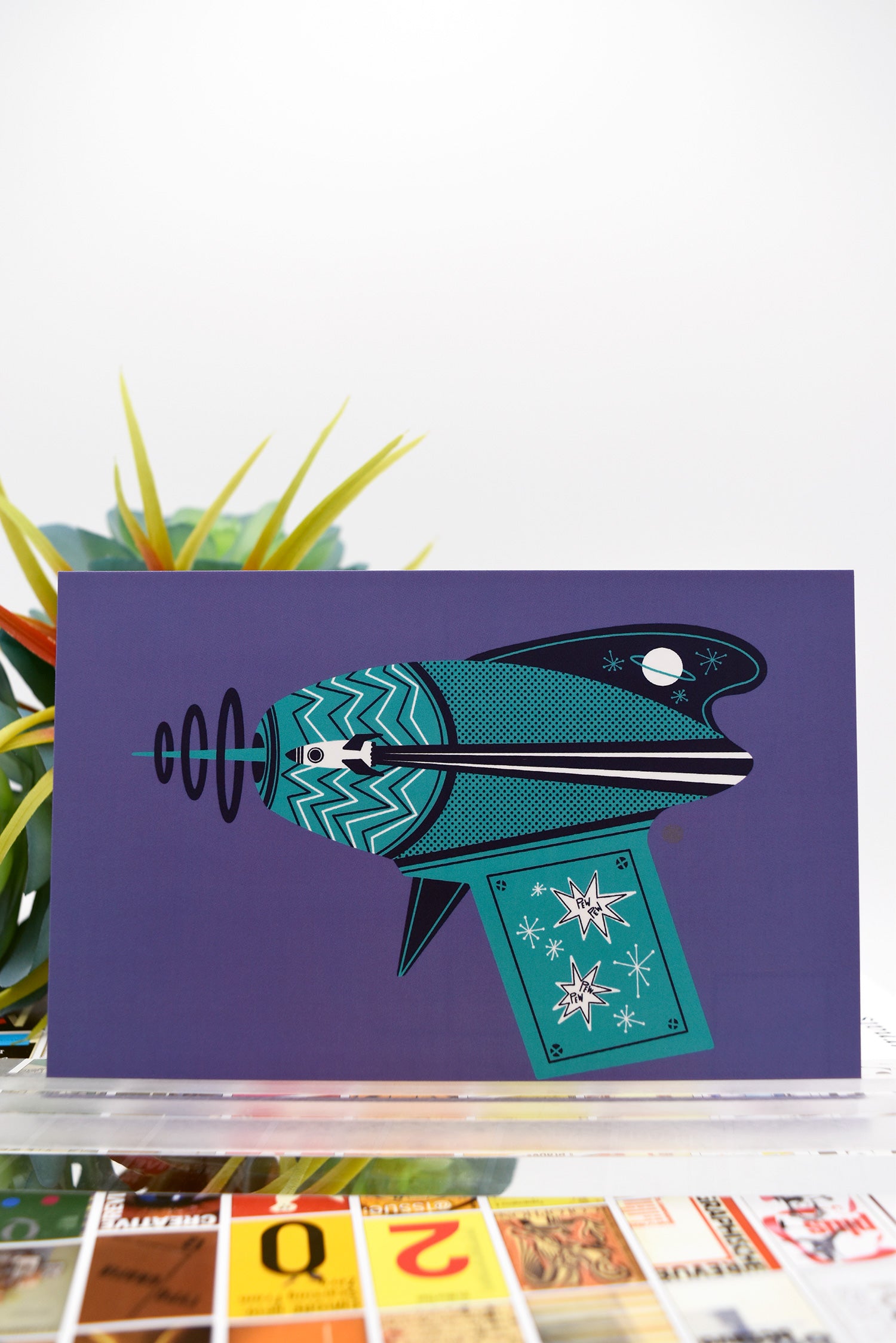 BLUE SPACE AGE RAYGUN Matte Post Card