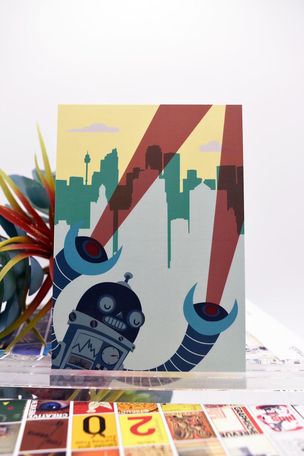 ROBOT ATTACK Matte Post Card