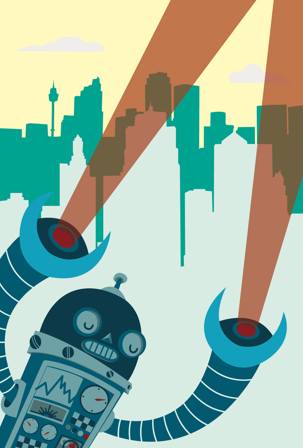 ROBOT ATTACK Matte Post Card