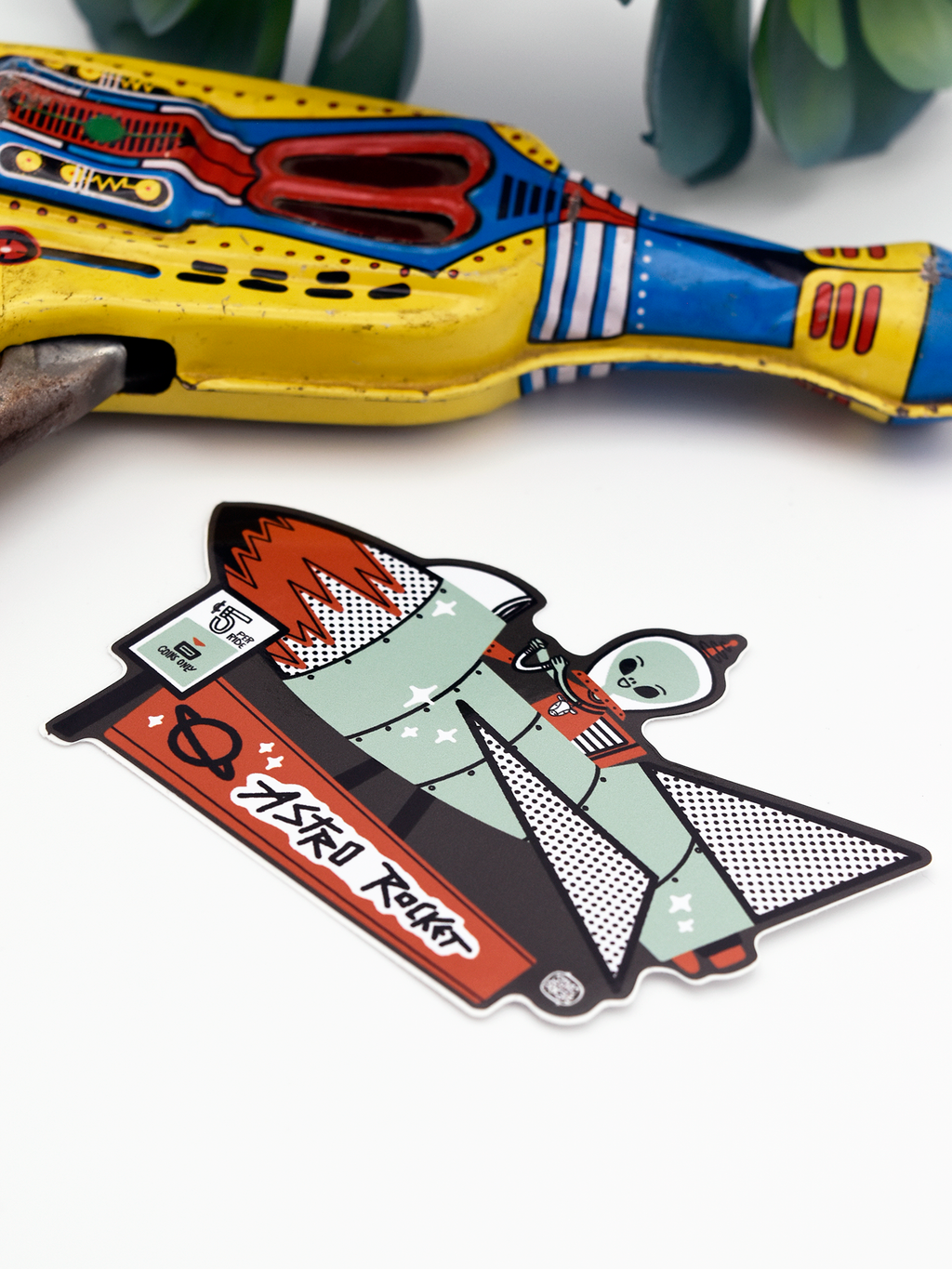 ALIEN ASTRO ROCKET Glossy Vinyl Sticker