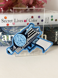 DARK BLUE SPACE AGE RAYGUN Glossy Vinyl Sticker