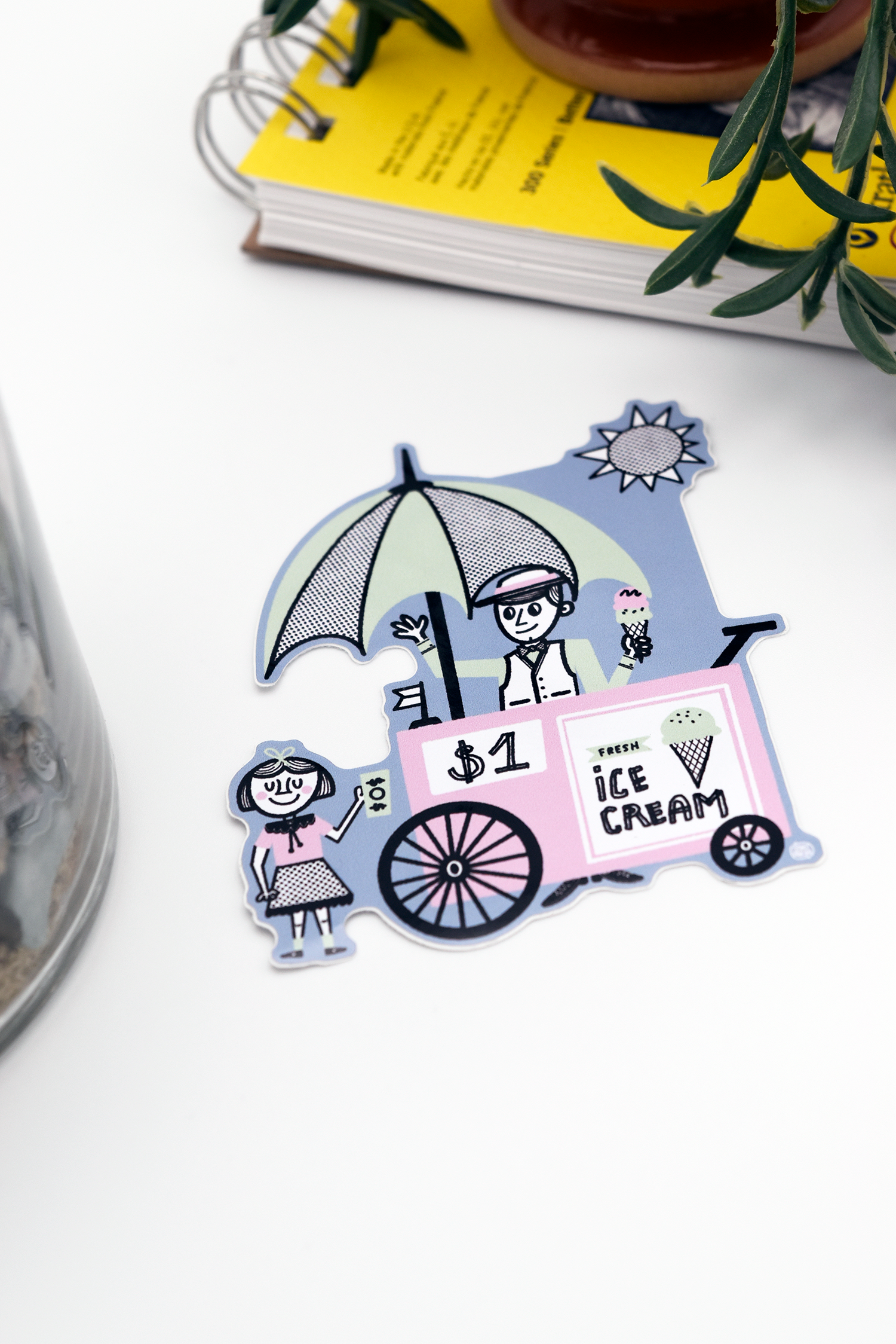 ICE CREAM CART Glossy Vinyl Sticker