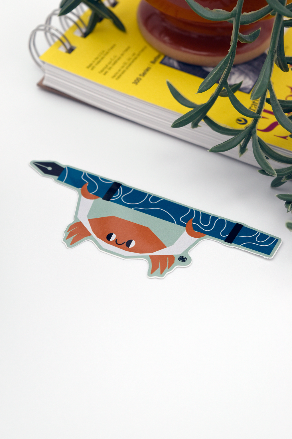 FOUNTAIN PEN CRAB Glossy Vinyl Sticker