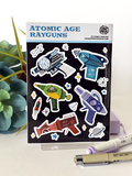 ATOMIC AGE RAYGUNS Glossy Vinyl Sticker Sheet