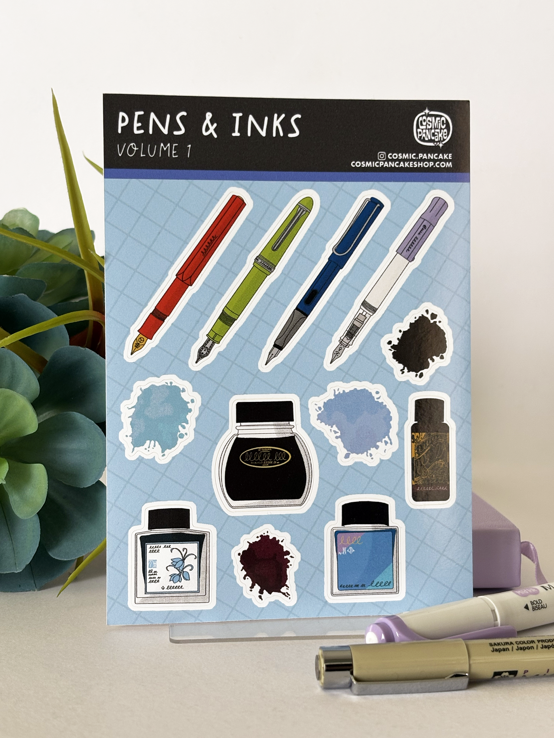 PENS AND INKS (VOLUME 1) Glossy Vinyl Sticker Sheet